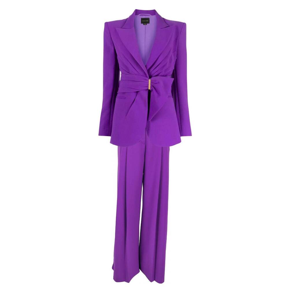 Zuhair Murad - Gathered Belted Blazer and Wide-Leg Trousers Set - FR 42